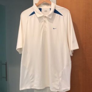 Nike white tennis shirt with blue accents
